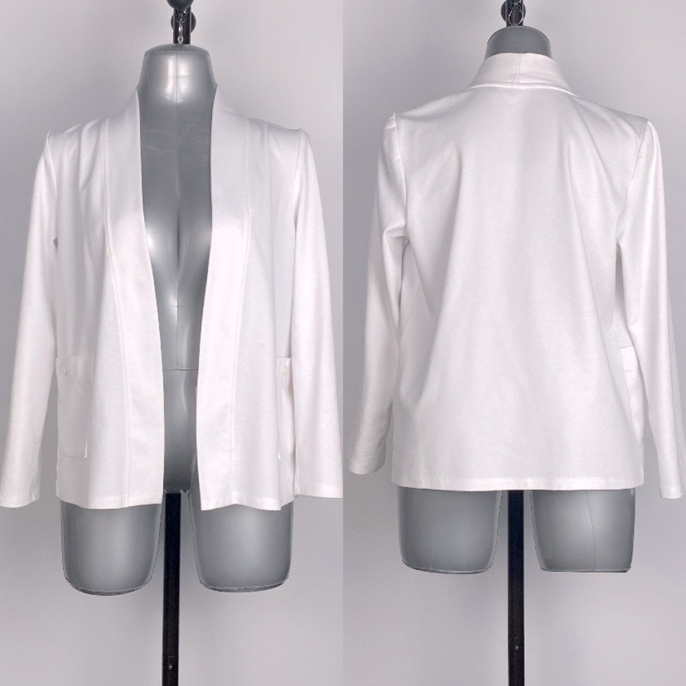 2/$25 White open front career rolltab sleeve cottonblend blazer jacket sz psmall